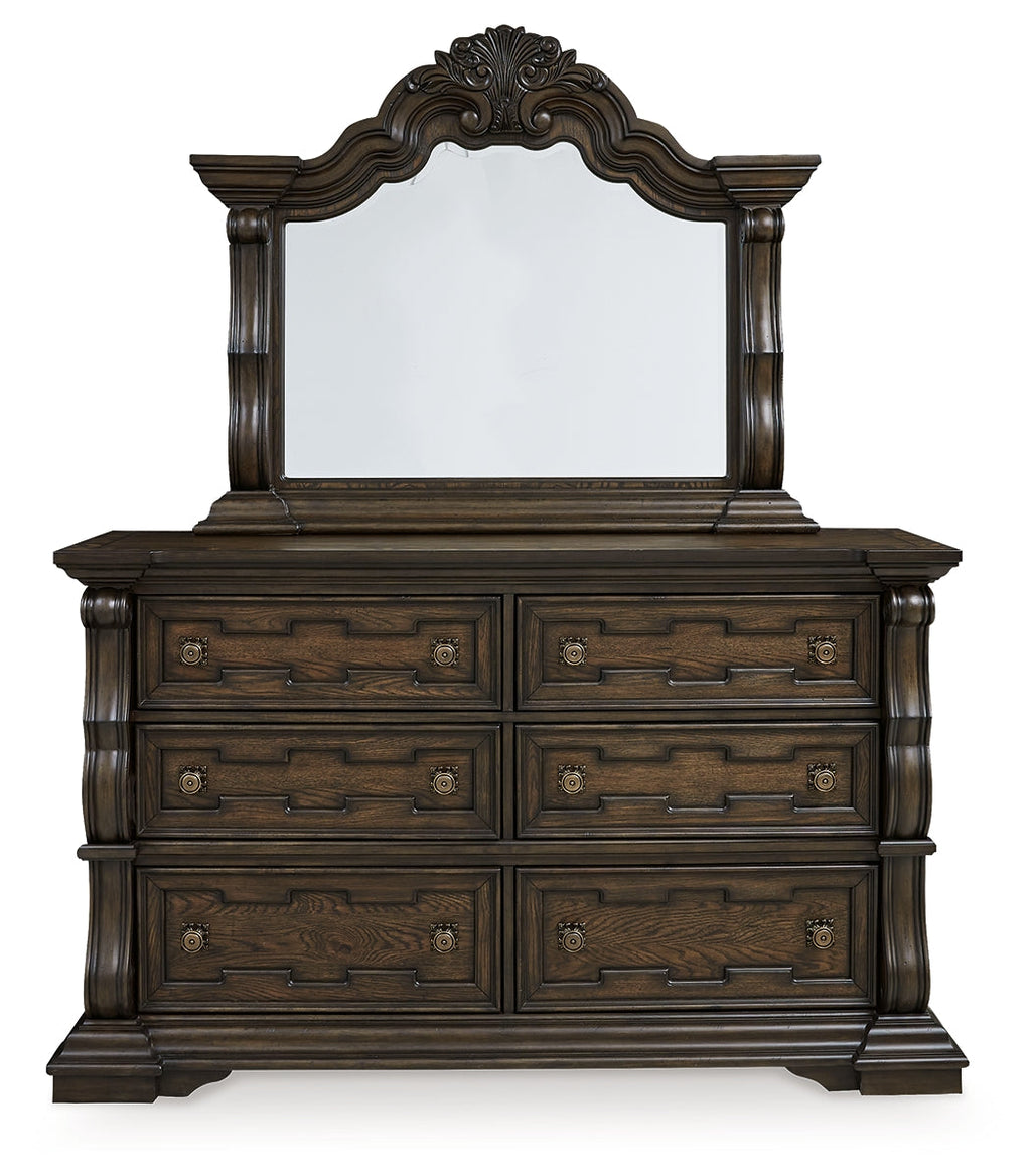 Maylee Queen Upholstered Panel Bedroom Set, Dark Brown