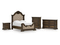 Maylee Queen Upholstered Bed, Dresser, Chest and Nightstand