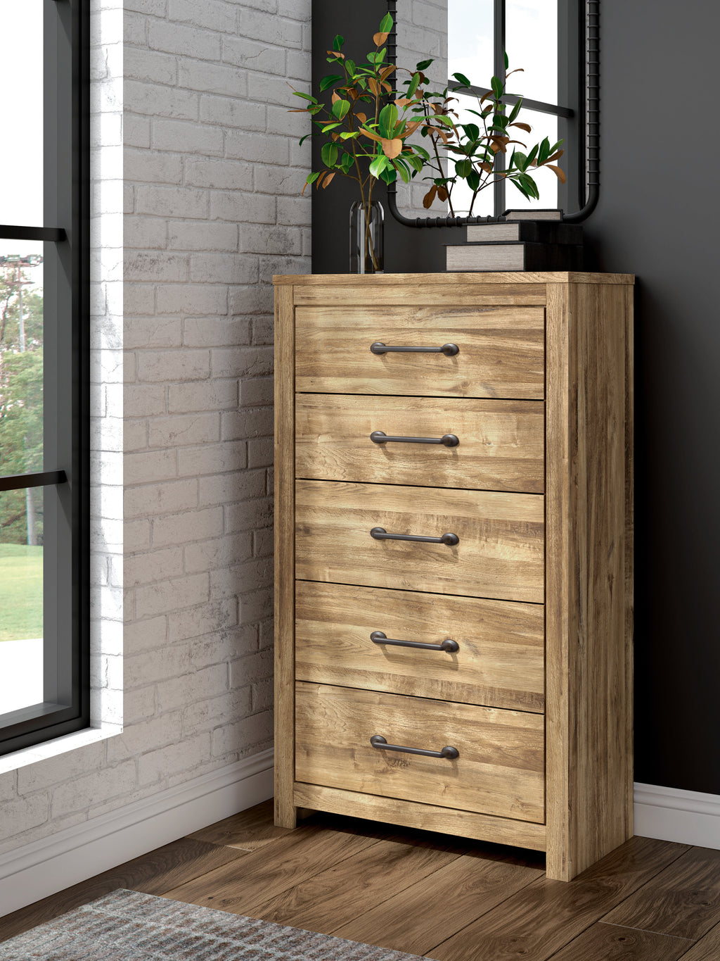 Maystonna Brown Five Drawer Chest