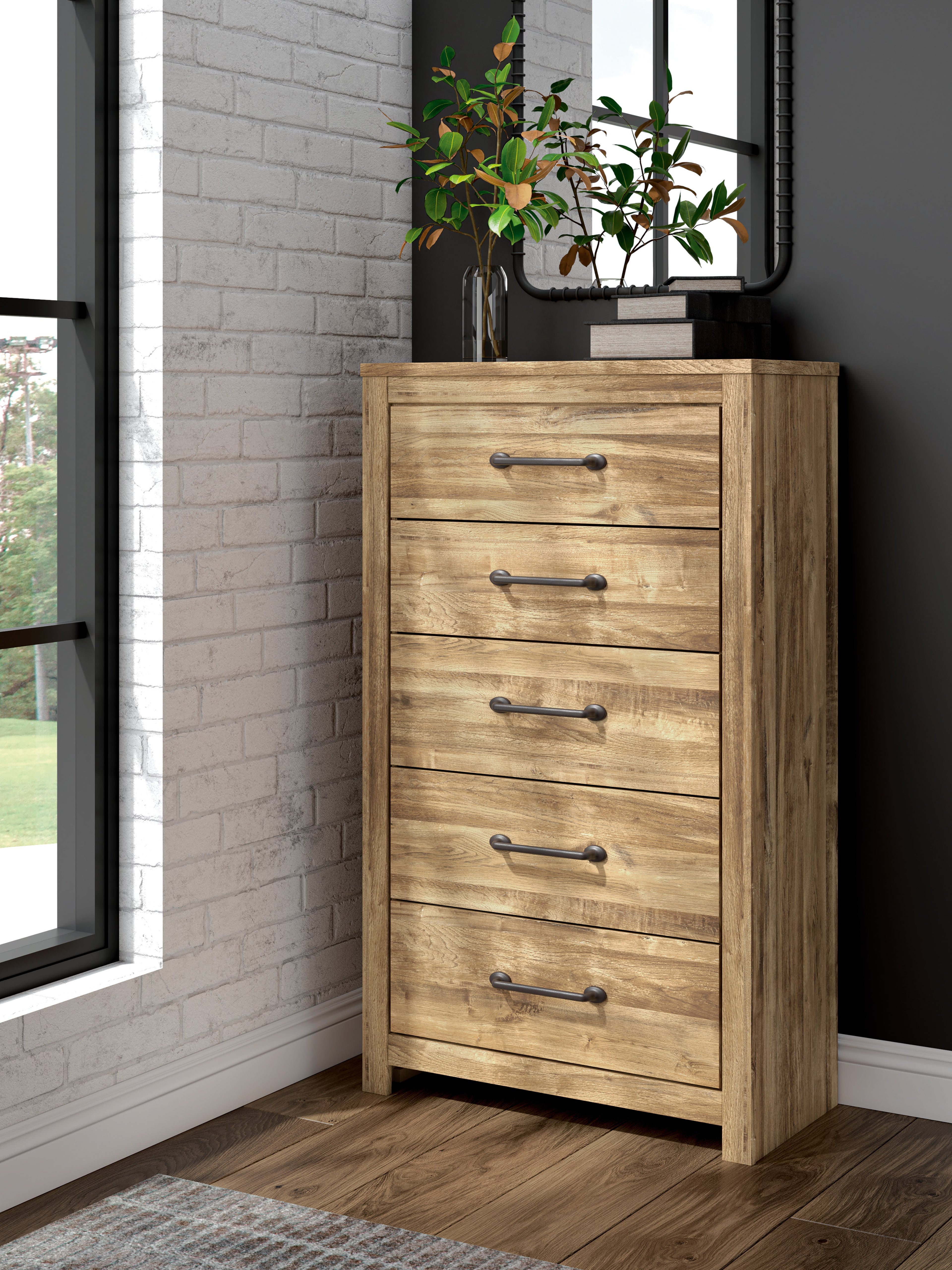 Maystonna Brown Five Drawer Chest