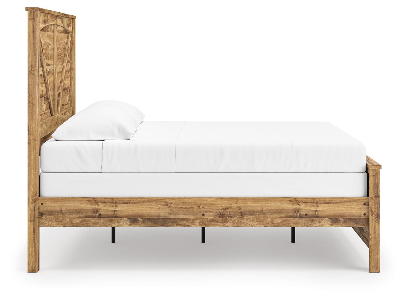Maystonna King Crossbuck Panel Bed, Dresser, Mirror and Nightstand, Brown