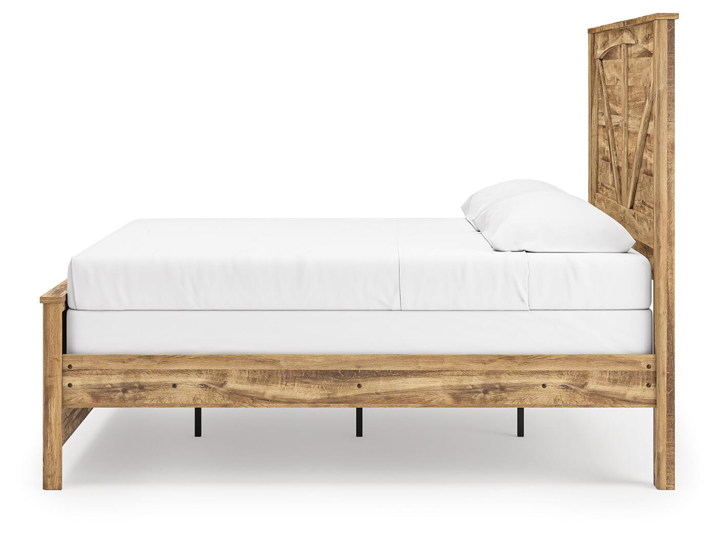 Maystonna King Crossbuck Panel Bed, Dresser, Mirror and Nightstand, Brown