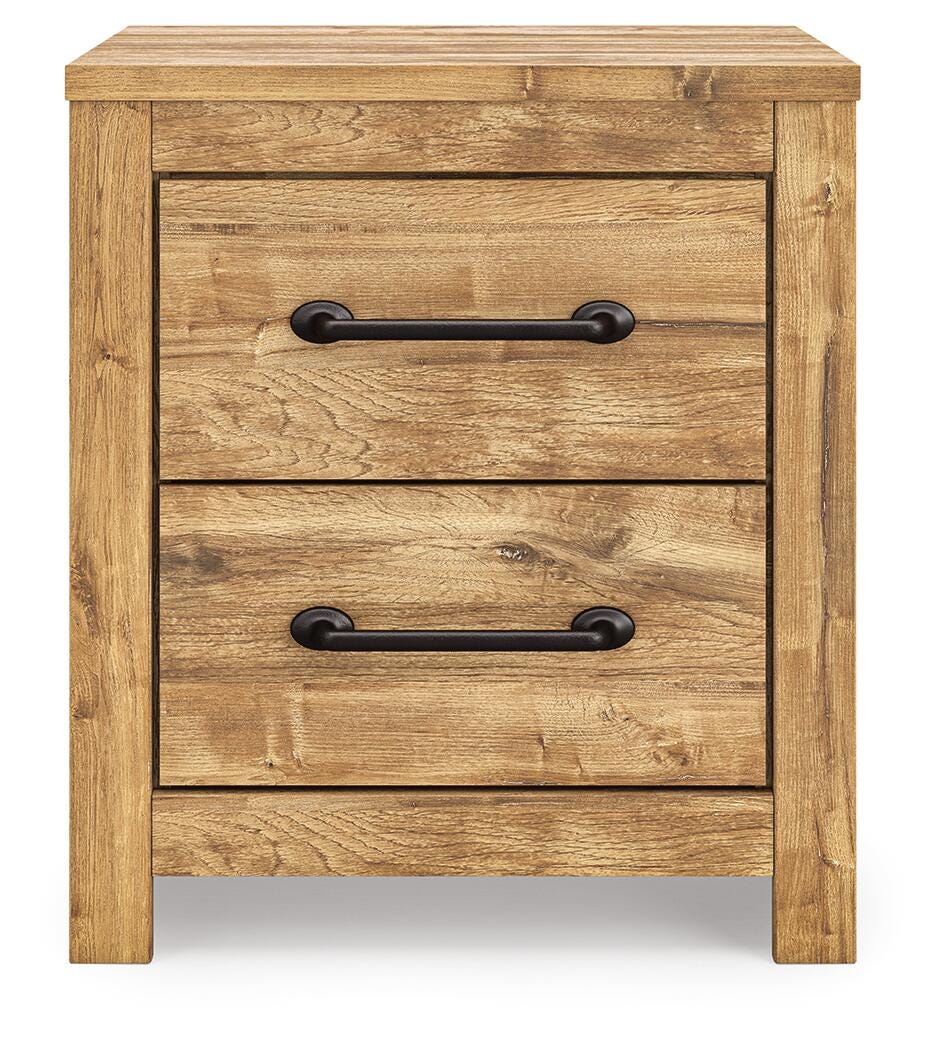 Maystonna King Crossbuck Panel Bed, Dresser, Mirror and Nightstand, Brown