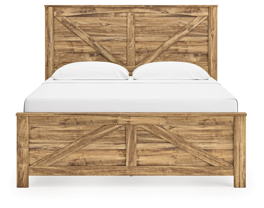Maystonna Brown King Crossbuck Panel Bed