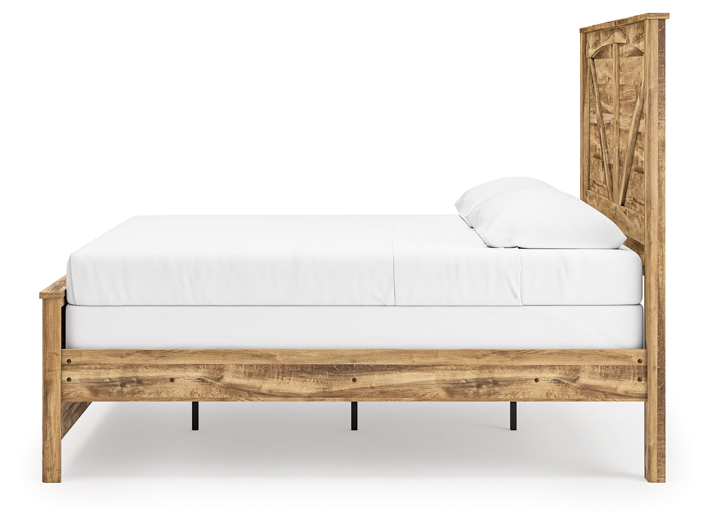 Maystonna Brown King Crossbuck Panel Bed