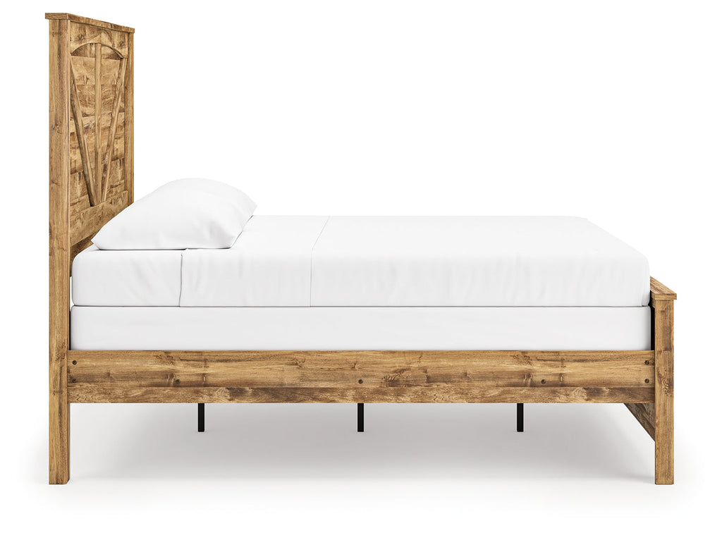 Maystonna Brown King Crossbuck Panel Bed