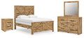 Maystonna Queen Crossbuck Panel Bed, Dresser, Mirror and Nightstand, Brown