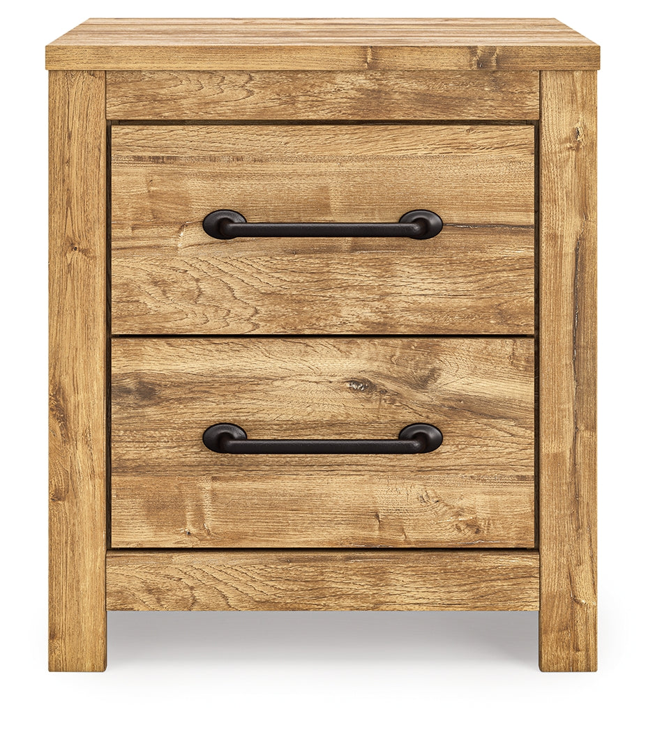 Maystonna Queen Crossbuck Panel Bed, Dresser, Mirror and Nightstand, Brown