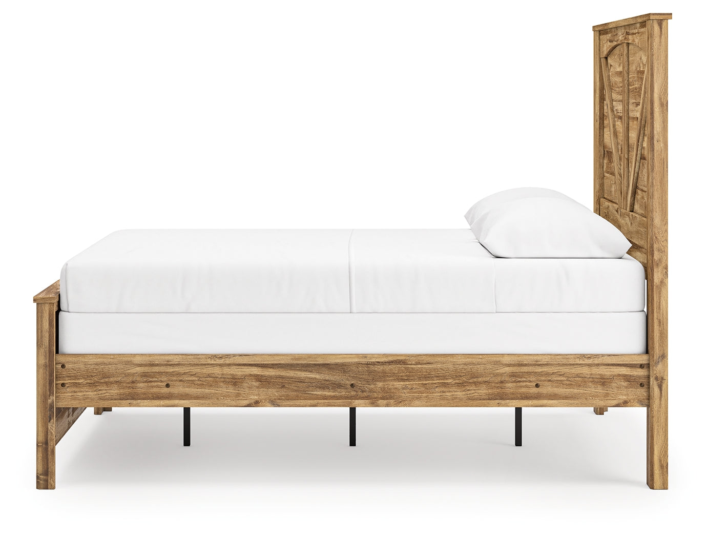 Maystonna Brown Queen Crossbuck Panel Bed, Dresser and Mirror