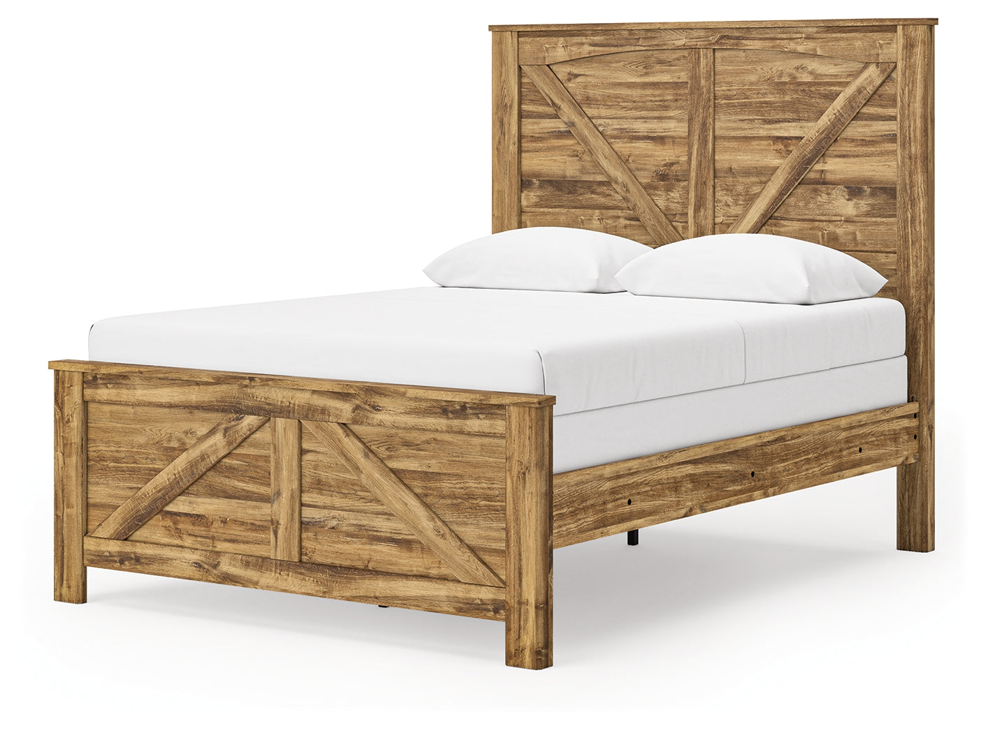 Maystonna Brown Queen Crossbuck Panel Bed, Dresser and Mirror