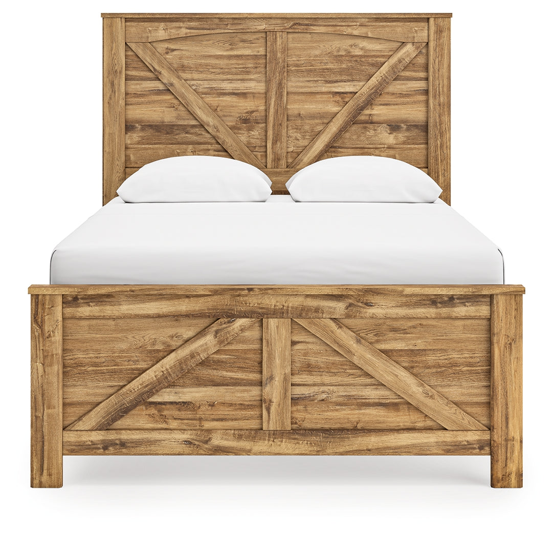 Maystonna Brown Queen Crossbuck Panel Bed