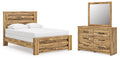 Maystonna Brown Queen Panel Bed, Dresser and Mirror