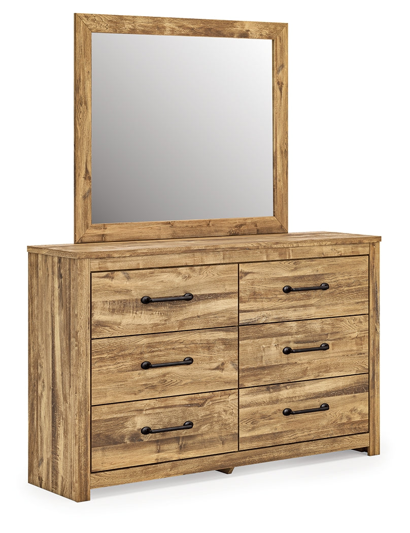 Maystonna Brown Queen Panel Bed, Dresser and Mirror