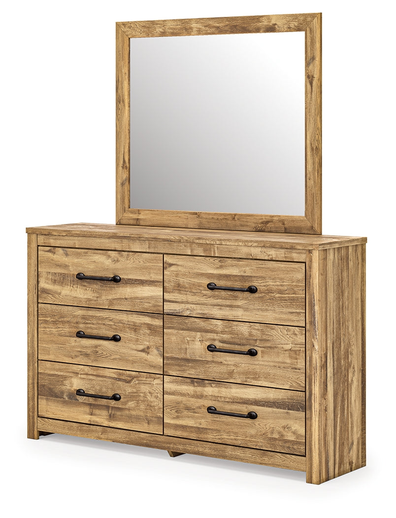 Maystonna Brown Queen Panel Bed, Dresser and Mirror