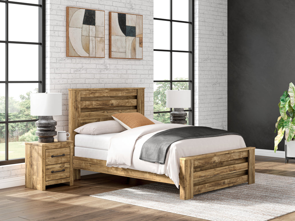 Maystonna Brown Queen Panel Bed, Dresser and Mirror