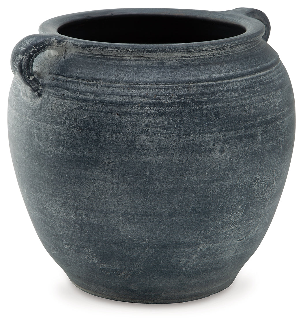 Meadie Distressed Blue Vase 8"