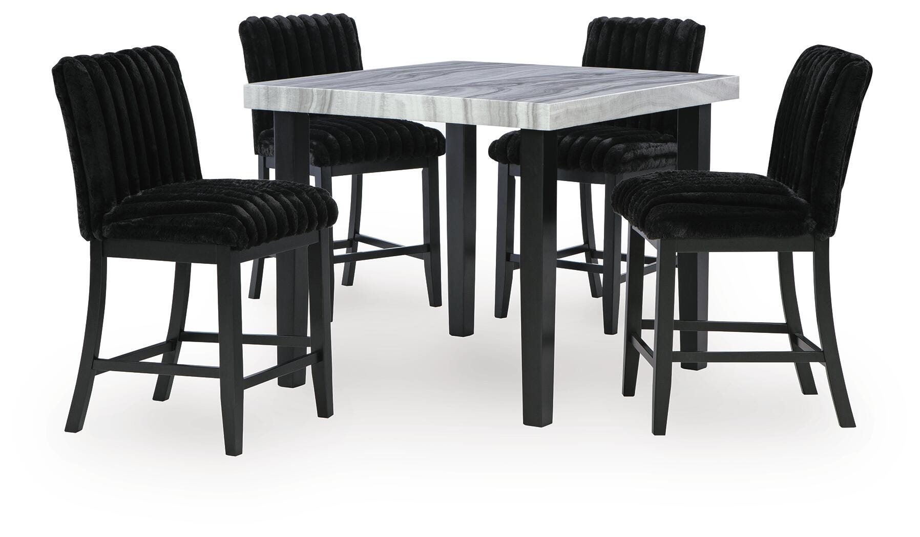 Mervannie Black/Gray Counter Height Dining Table and 4 Barstools