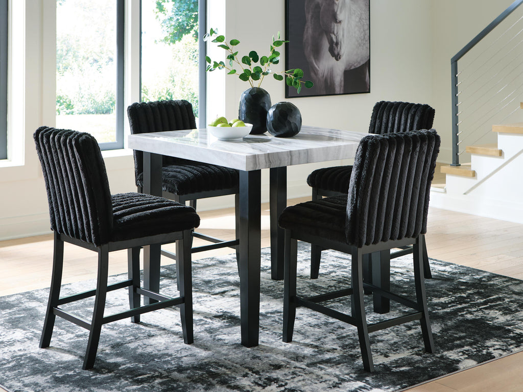 Mervannie Black/Gray Counter Height Dining Table and 4 Barstools