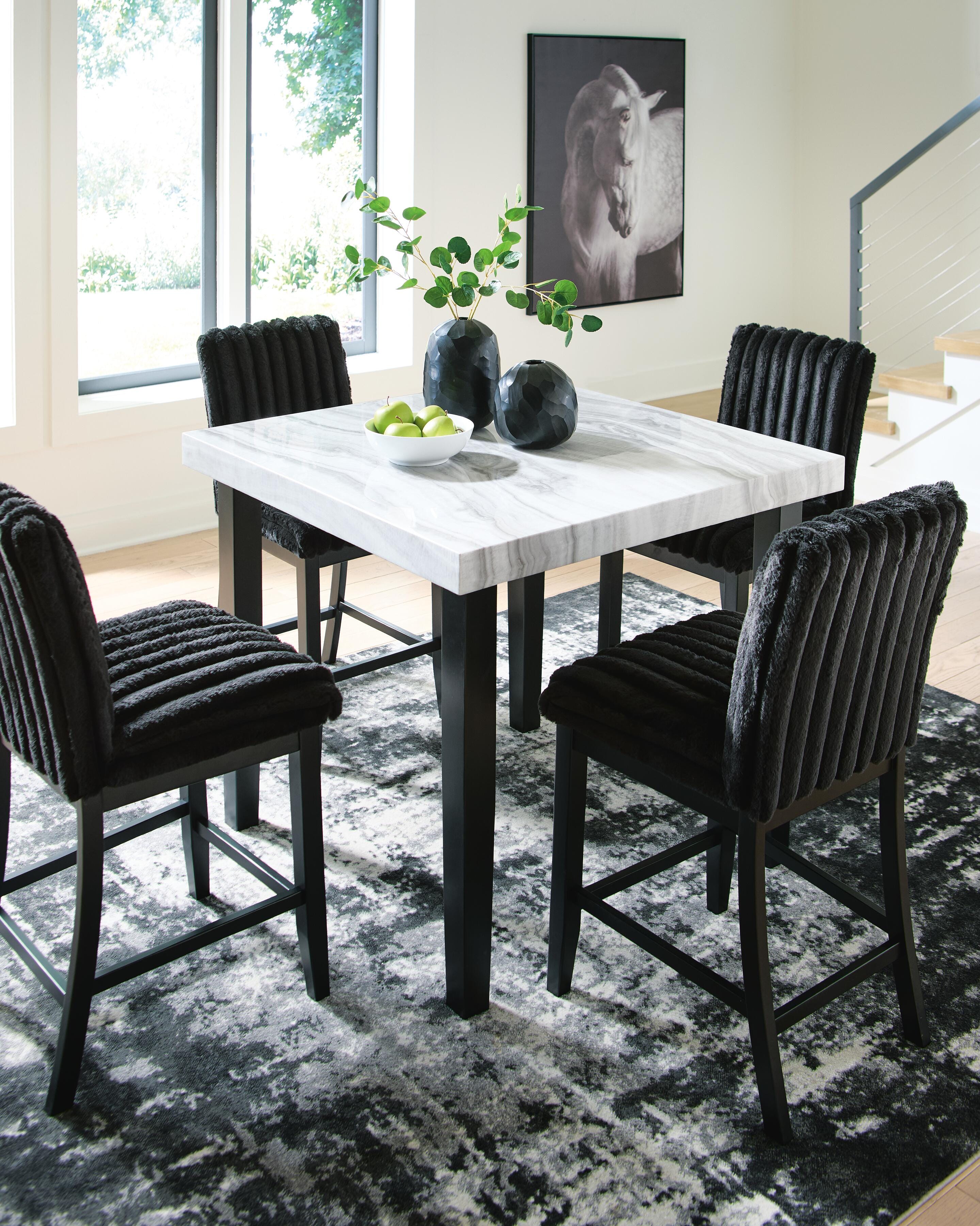 Mervannie Black/Gray Counter Height Dining Table and 4 Barstools