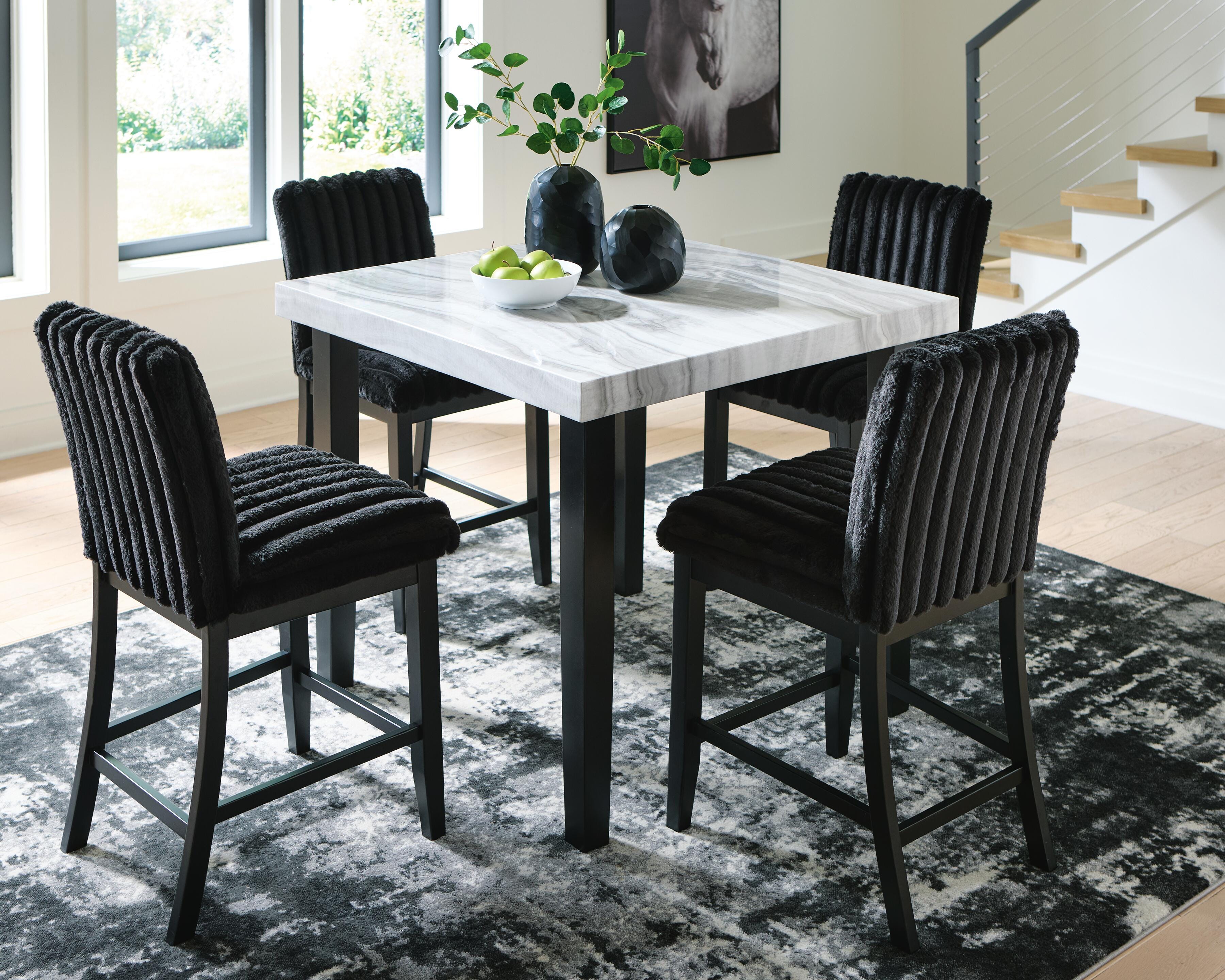 Mervannie Black/Gray Counter Height Dining Table and 4 Barstools