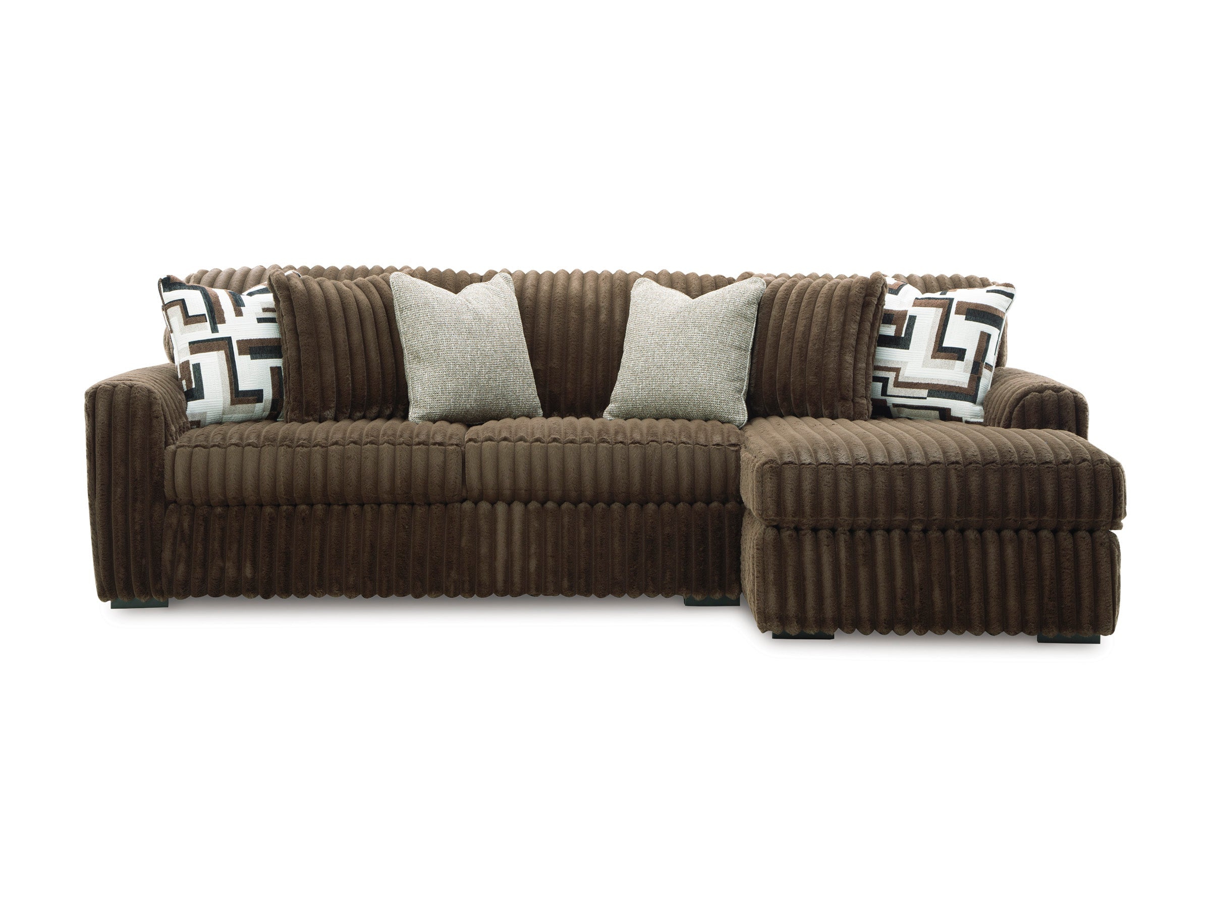 Midnight-Madness Chocolate 2-Piece RAF Sectional Sofa with Chaise