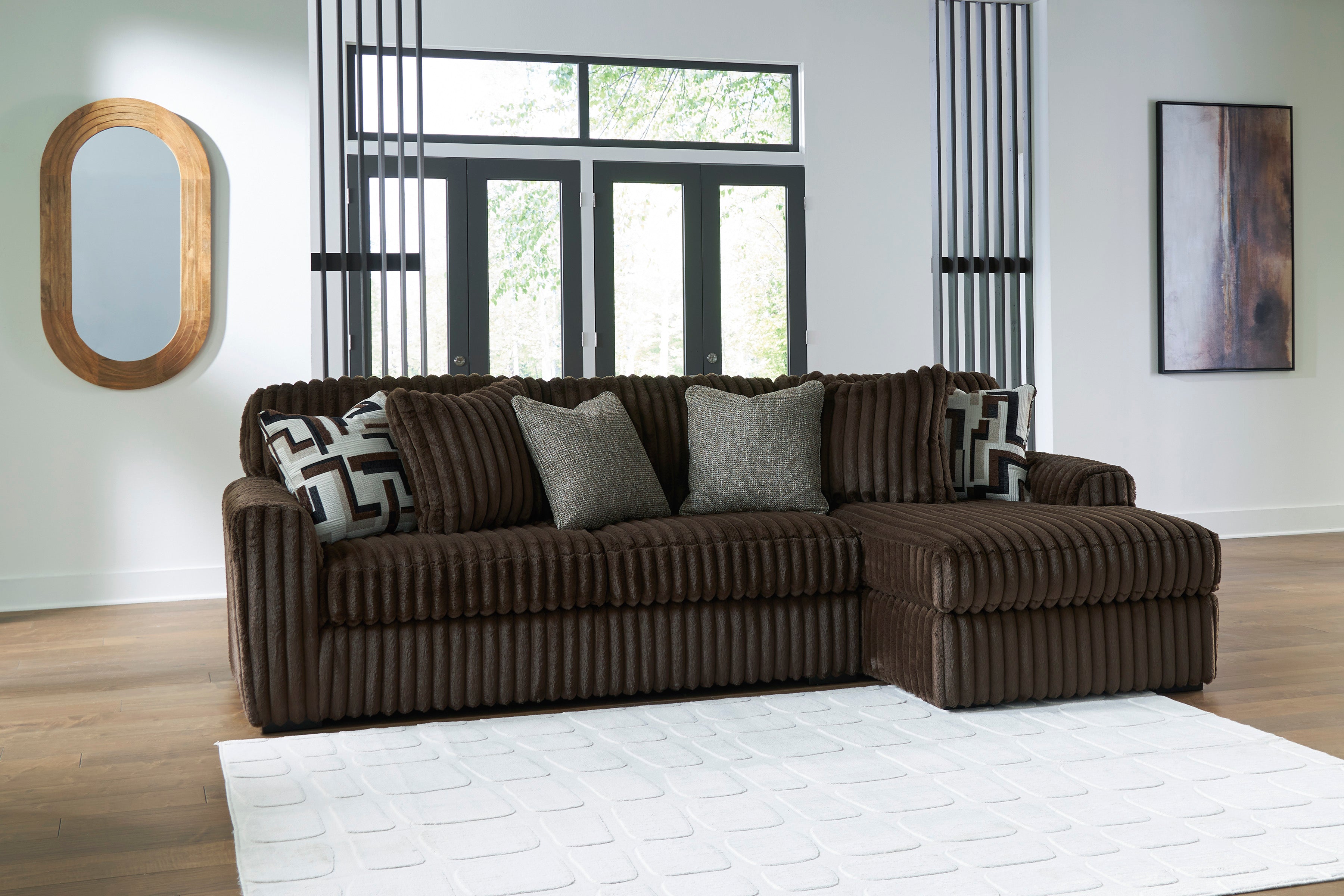 Midnight-Madness Chocolate 2-Piece RAF Sectional Sofa with Chaise