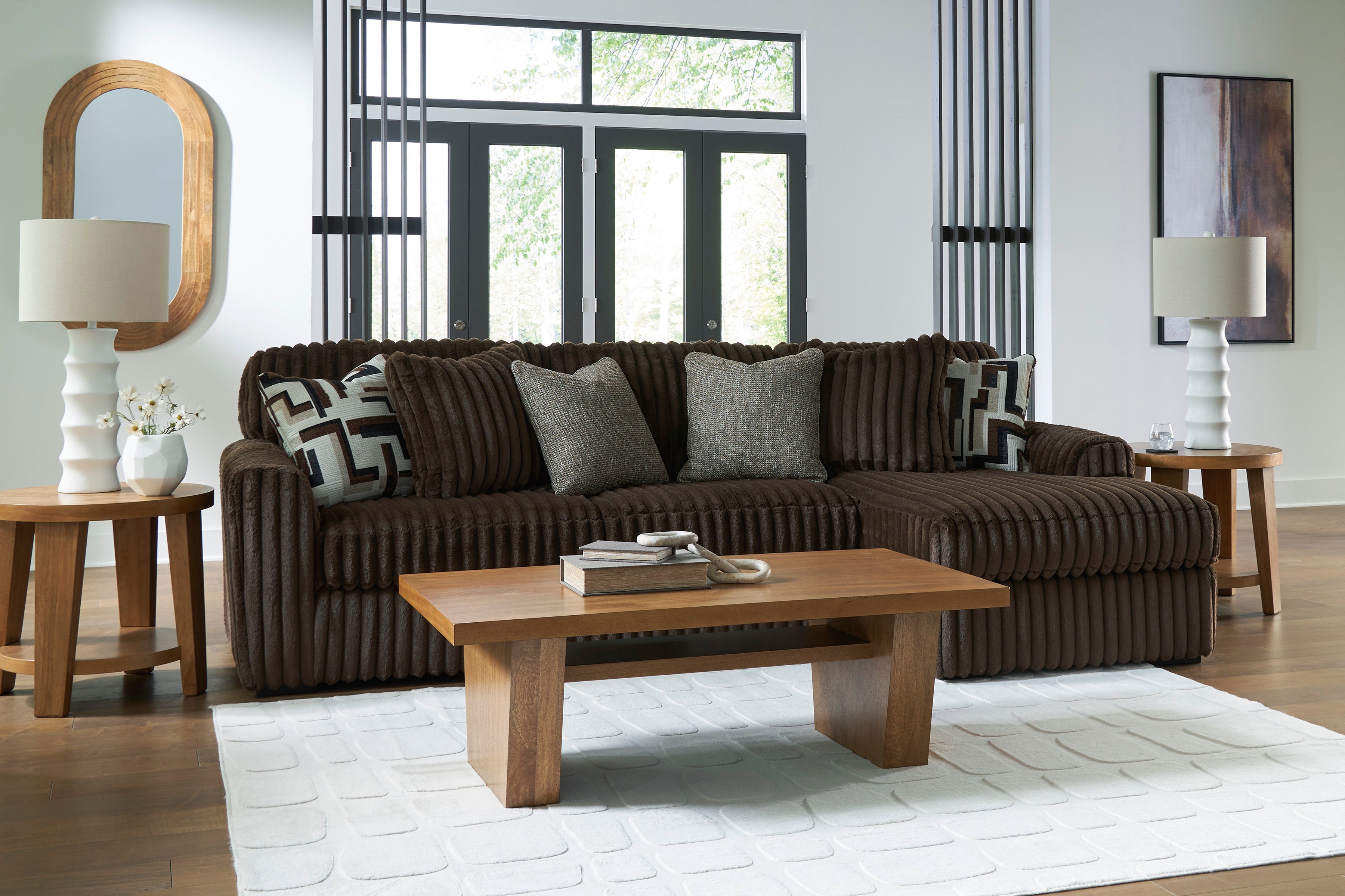 Midnight-Madness Chocolate 2-Piece RAF Sectional Sofa with Chaise