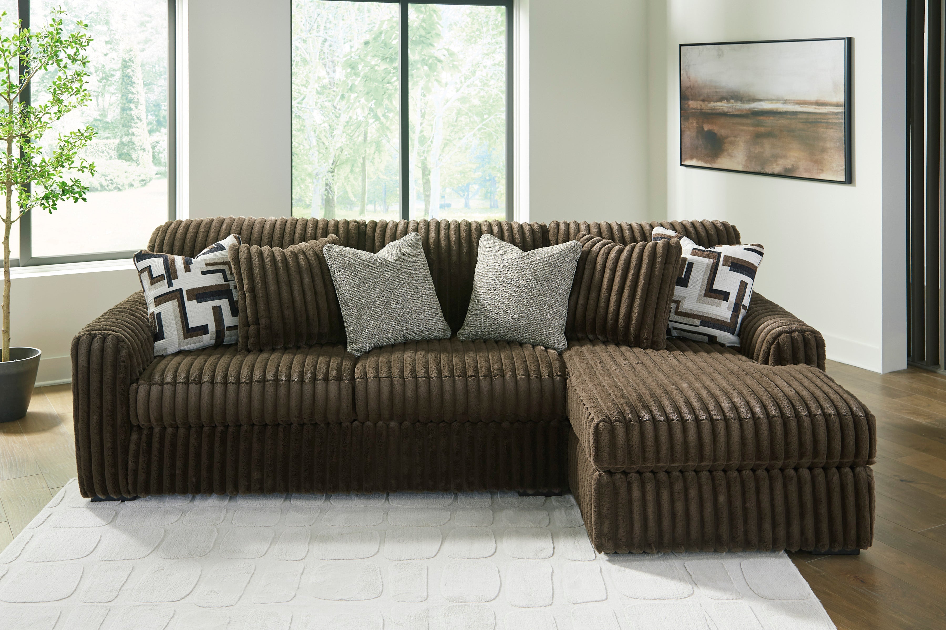 Midnight-Madness Chocolate 2-Piece RAF Sectional Sofa with Chaise