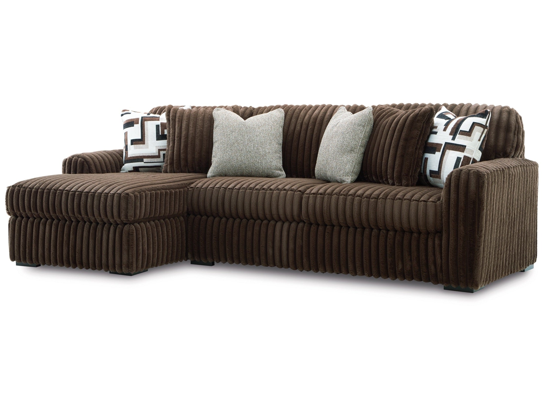 Midnight-Madness Chocolate 2-Piece Sectional Sofa with Chaise