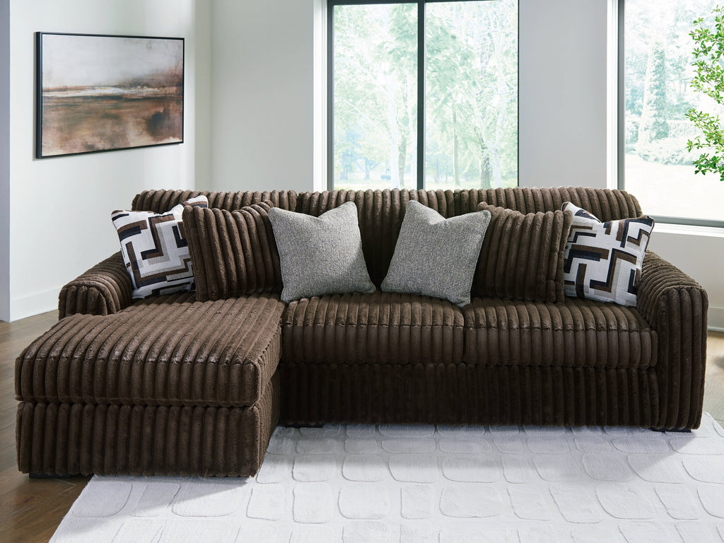 Midnight-Madness Chocolate 2-Piece Sectional Sofa with Chaise