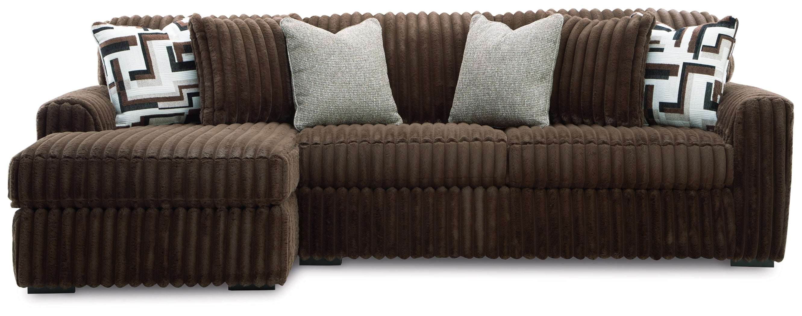 Midnight-Madness Chocolate 2-Piece Sectional Sofa with Chaise
