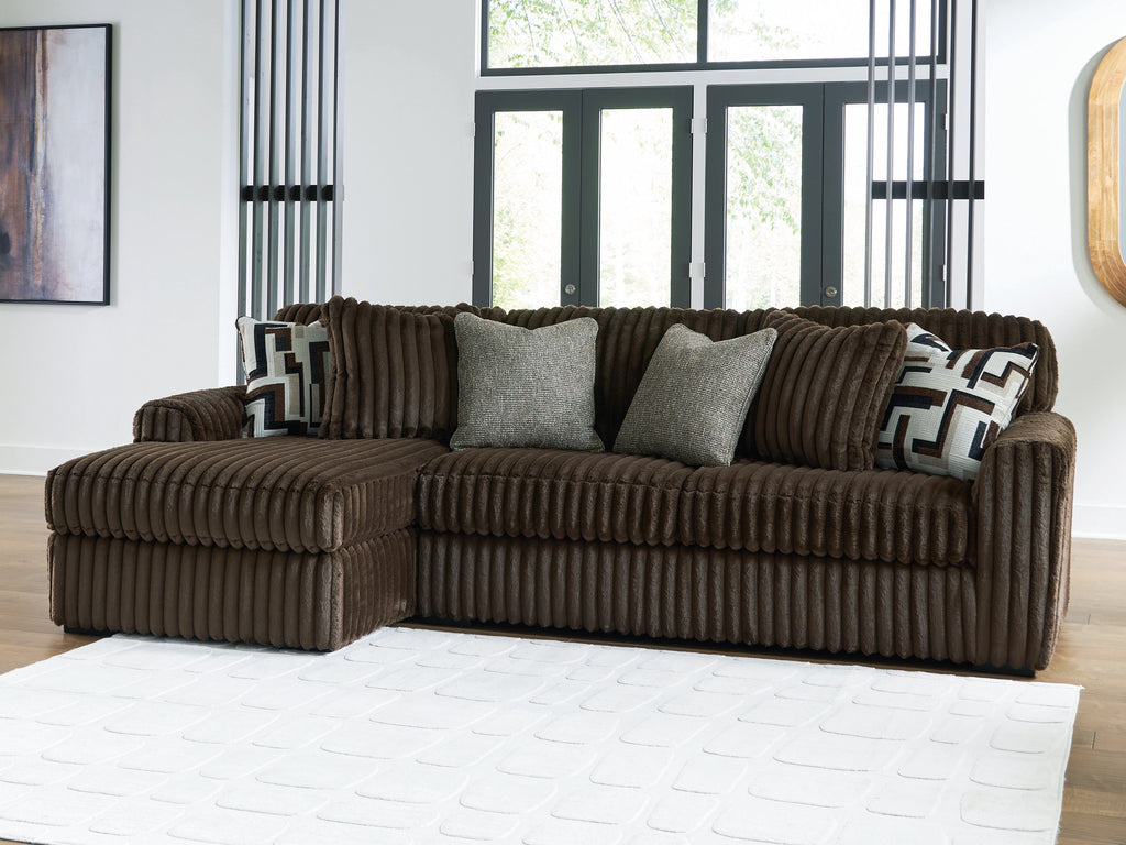 Midnight-Madness Chocolate 2-Piece Sectional Sofa with Chaise