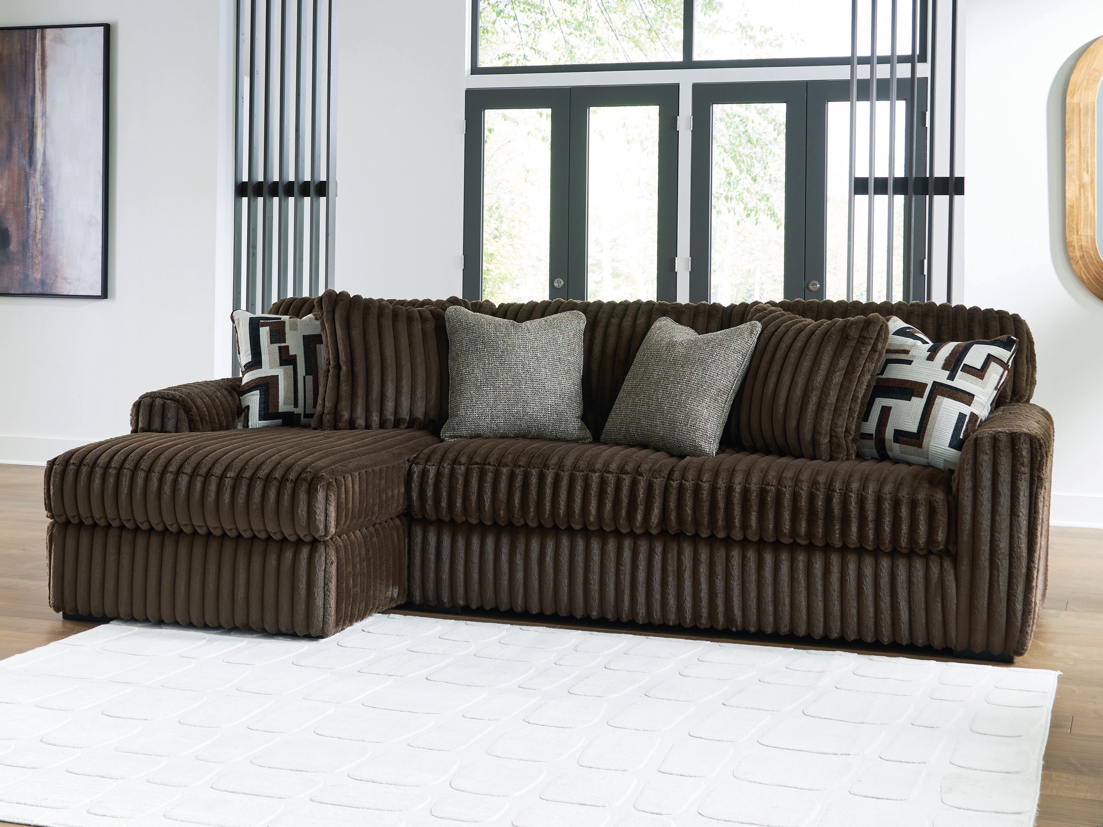 Midnight-Madness Chocolate 2-Piece Sectional Sofa with Chaise
