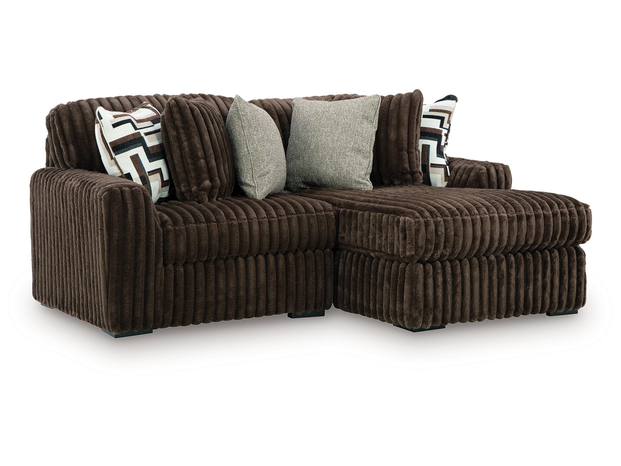Midnight-Madness Chocolate 2-Piece Sectional with Right Chaise