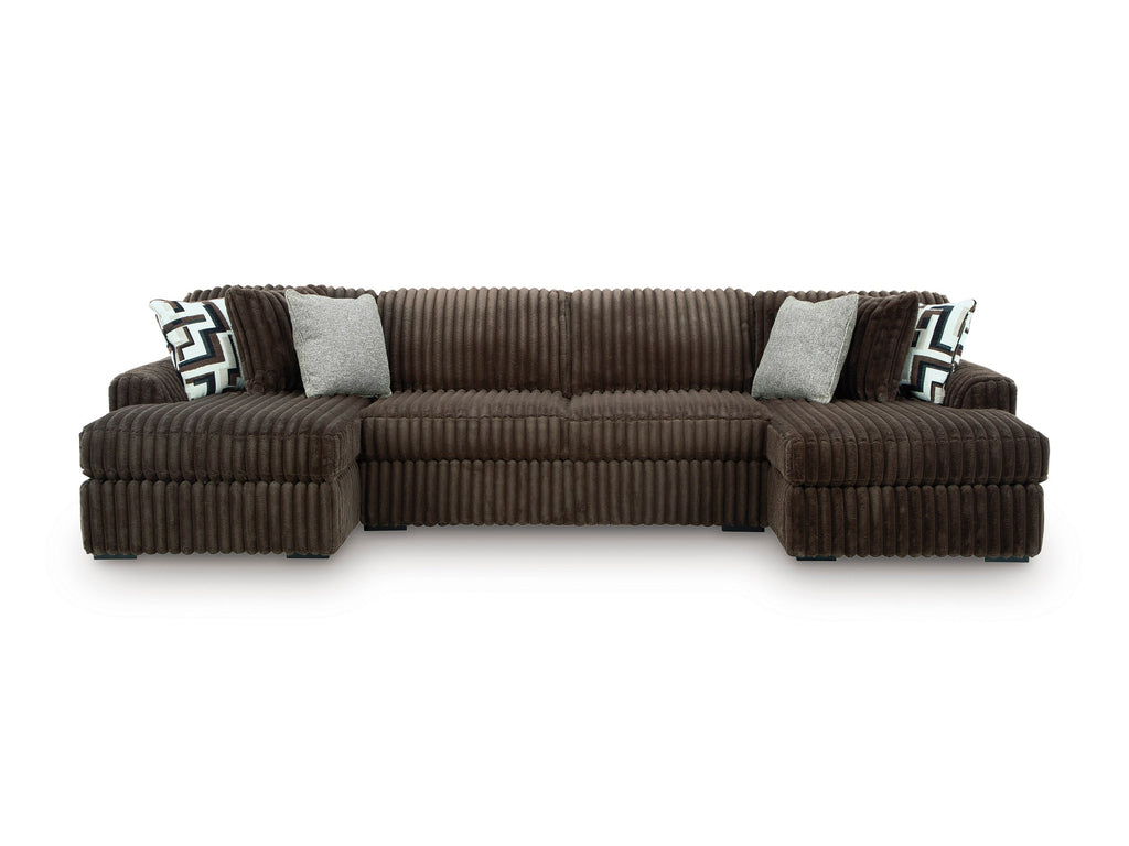 Midnight-Madness Chocolate 3-Piece Sectional with Chaise