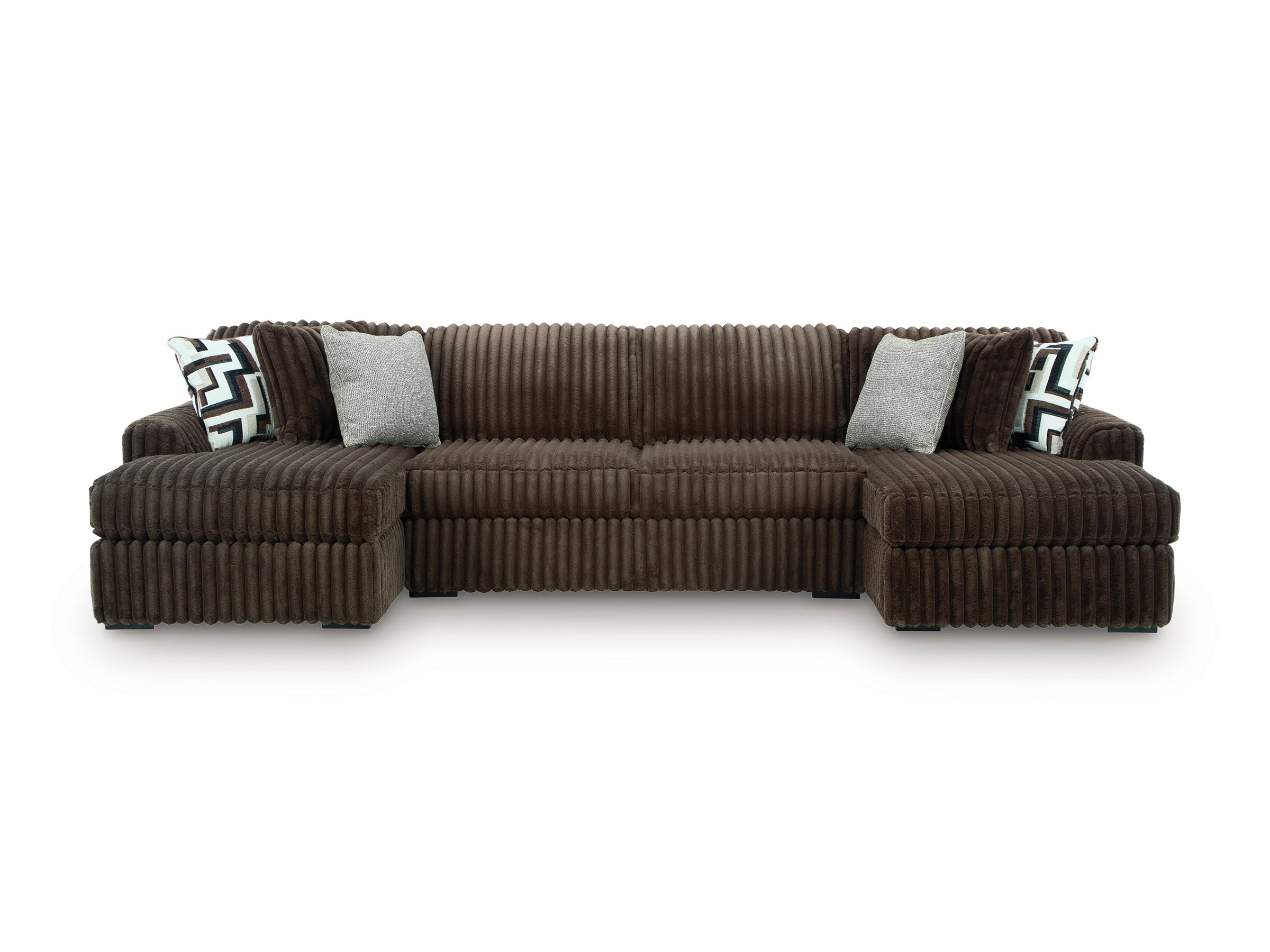 Midnight-Madness Chocolate 3-Piece Sectional with Chaise