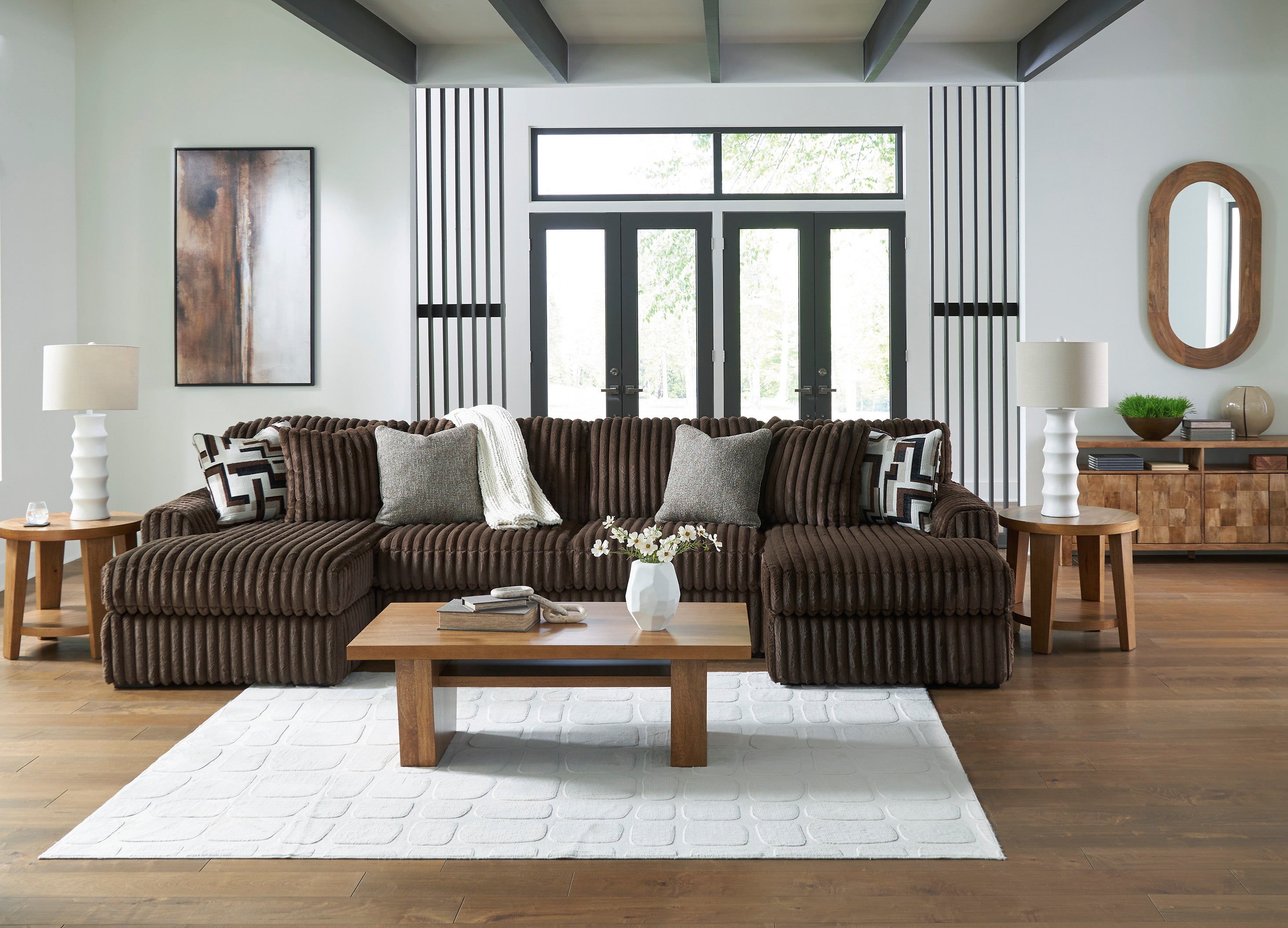 Midnight-Madness Chocolate 3-Piece Sectional with Chaise