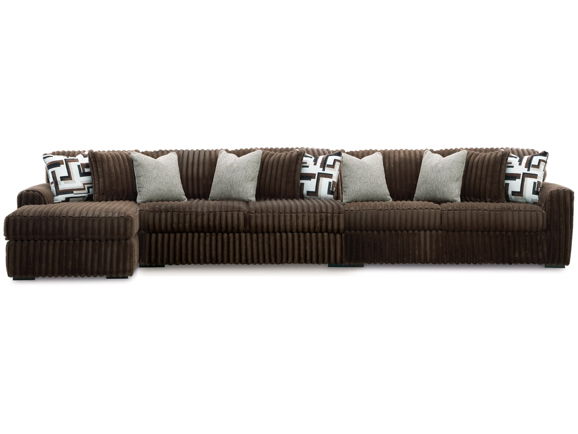 Midnight-Madness Chocolate 3-Piece Sectional with Chaise