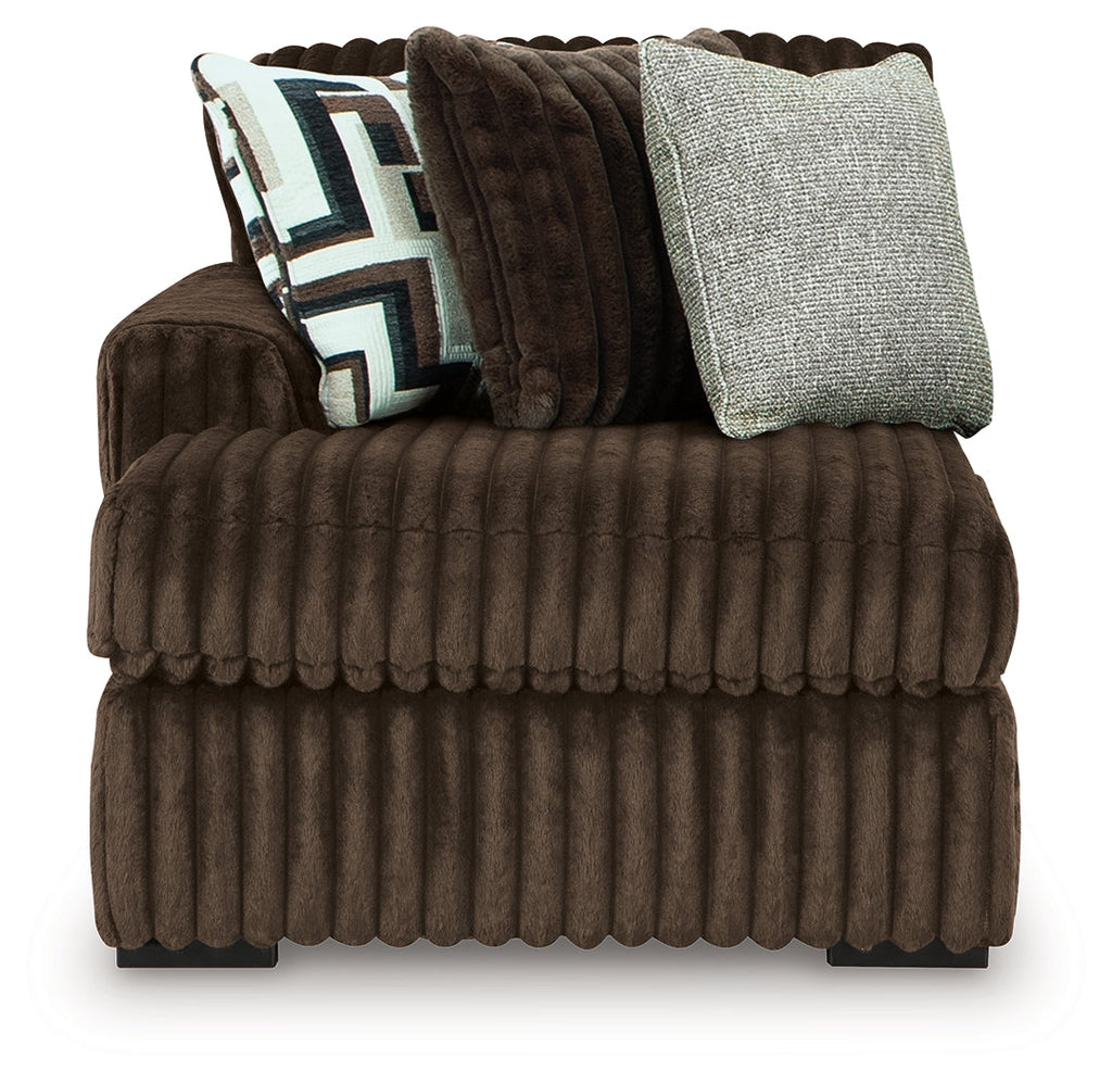 Midnight-Madness Chocolate 3-Piece Sectional with Chaise and Ottoman