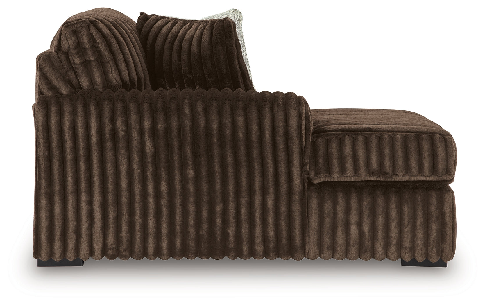 Midnight-Madness Chocolate 3-Piece Sectional with Chaise and Ottoman