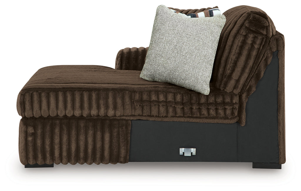 Midnight-Madness Chocolate 3-Piece Sectional with Chaise and Ottoman