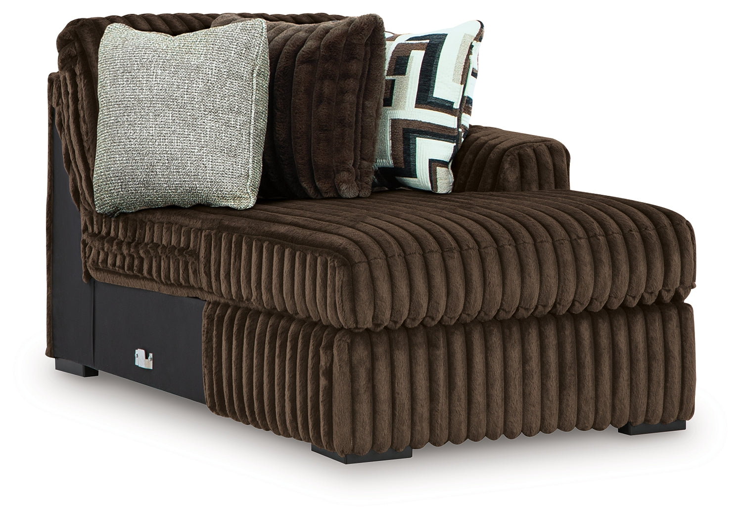 Midnight-Madness Chocolate 3-Piece Sectional with Chaise and Ottoman