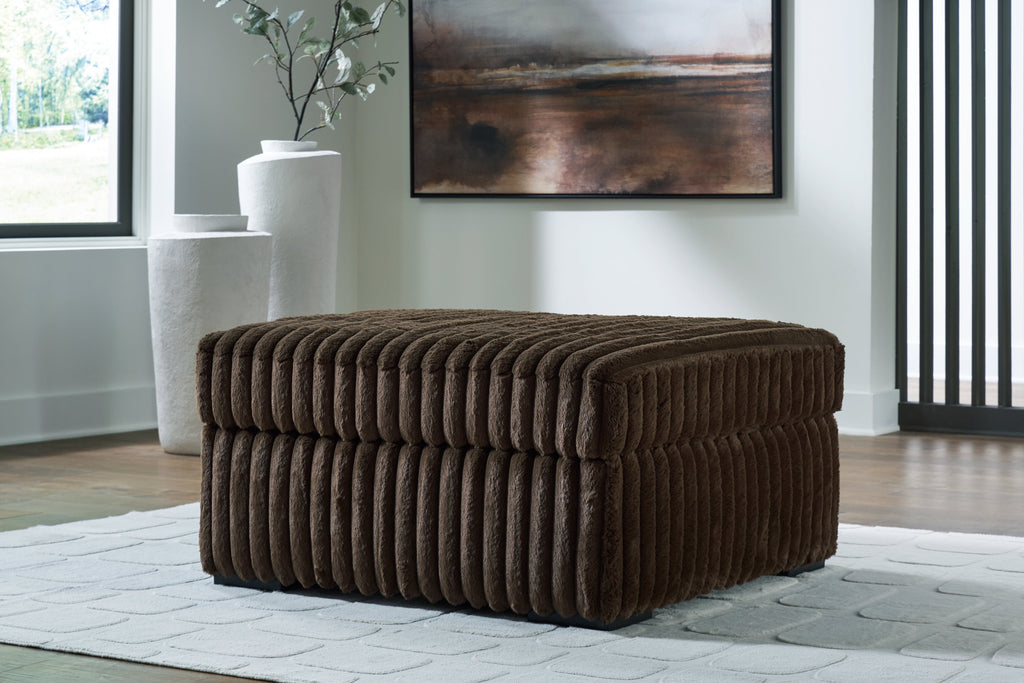 Midnight-Madness Chocolate 3-Piece Sectional with Chaise and Ottoman