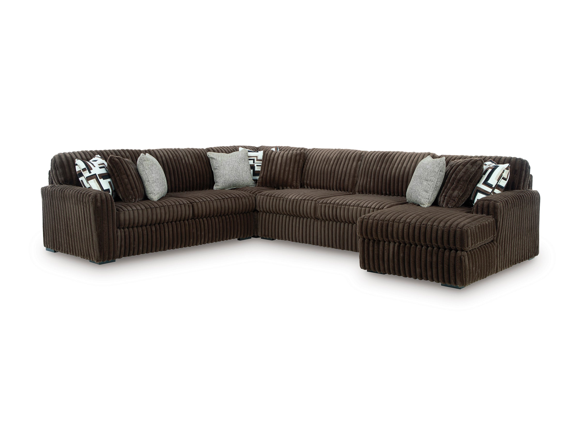 Midnight-Madness Chocolate 4-Piece RAF Sectional with Chaise