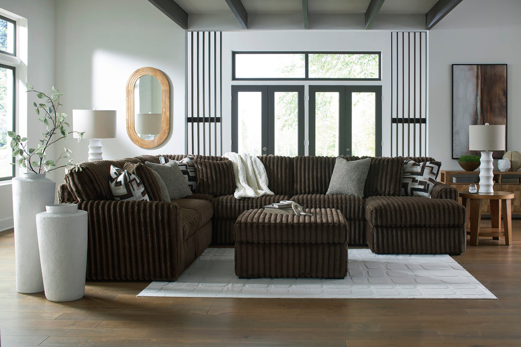 Midnight-Madness Chocolate 4-Piece RAF Sectional with Chaise