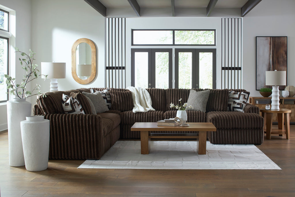 Midnight-Madness Chocolate 4-Piece RAF Sectional with Chaise