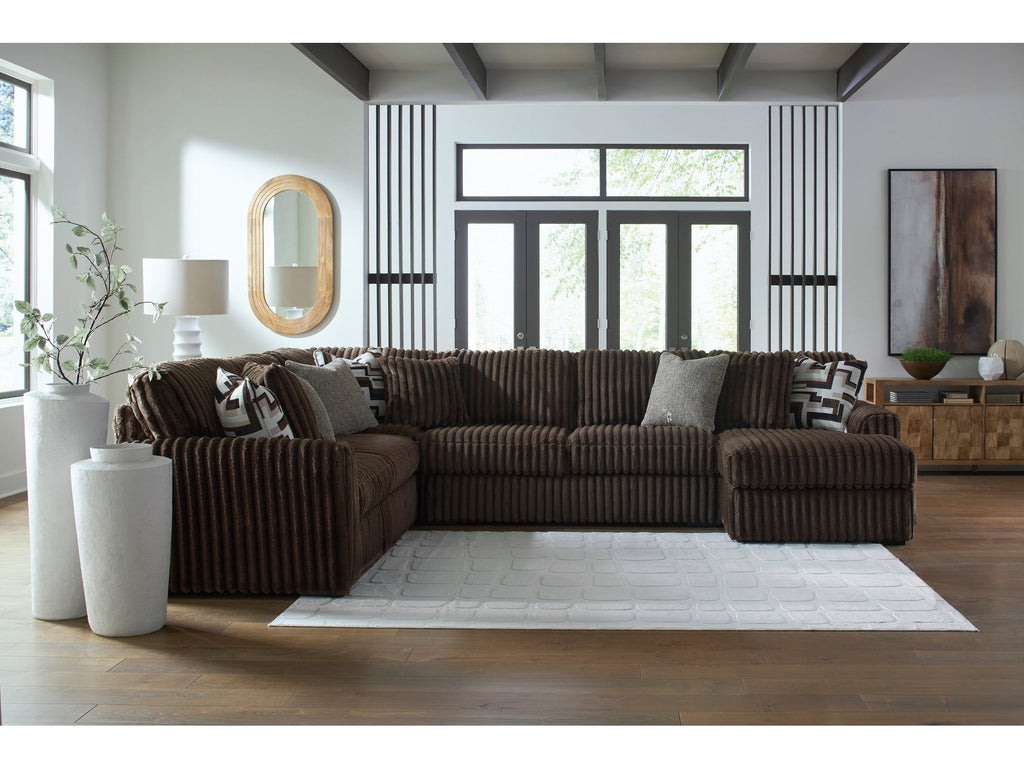 Midnight-Madness Chocolate 4-Piece RAF Sectional with Chaise