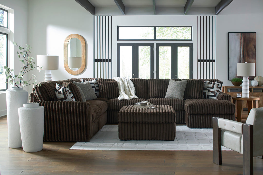 Midnight-Madness Chocolate 4-Piece RAF Sectional with Chaise