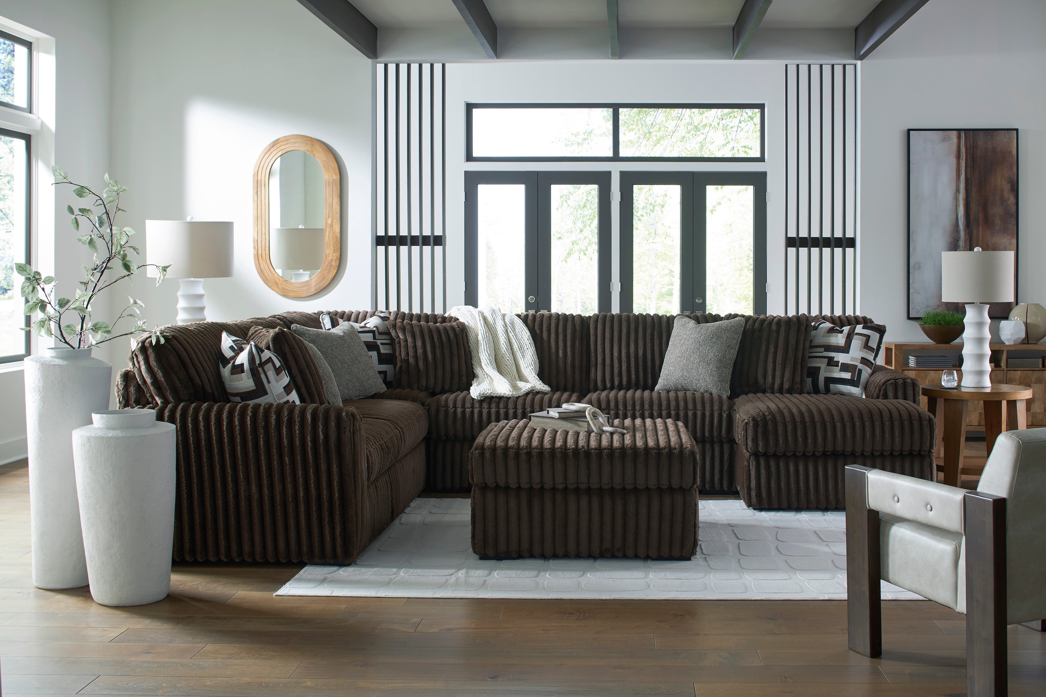 Midnight-Madness Chocolate 4-Piece RAF Sectional with Chaise