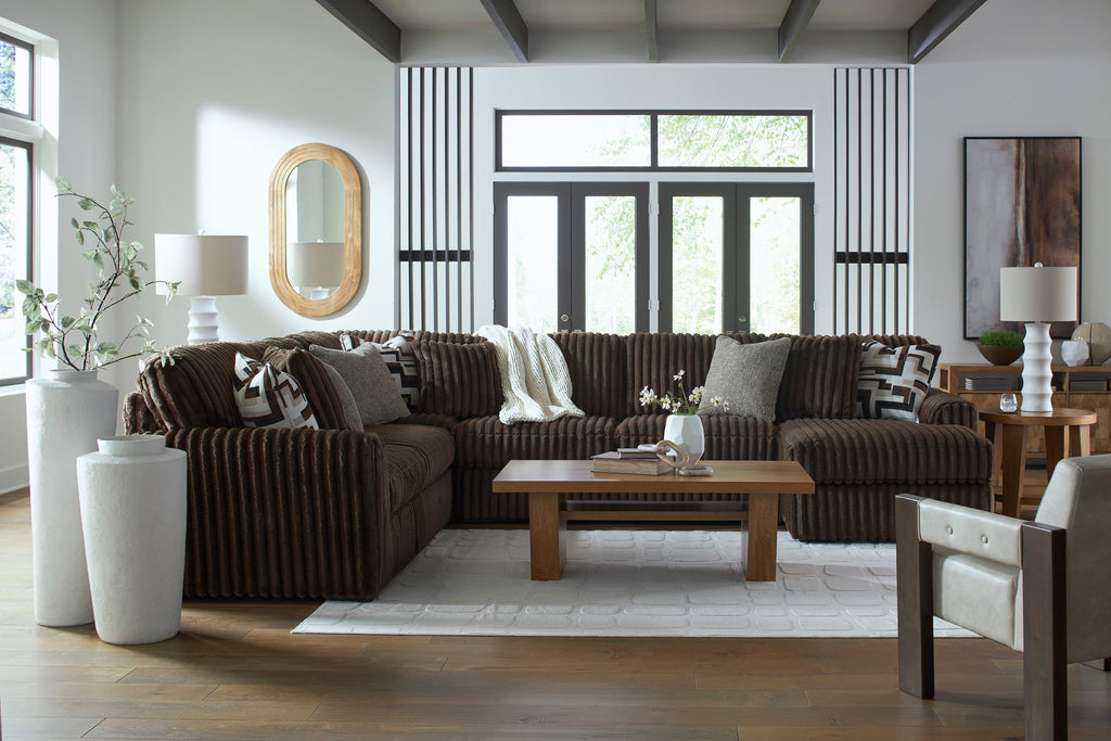 Midnight-Madness Chocolate 4-Piece RAF Sectional with Chaise